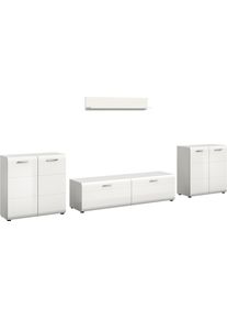 Wohnwand Home Affaire "FLORENZ, 4-teilige Wohn-Kombination, hochwertige MDF-Front", wei&szlig; hochglanz tiefzieh, B:350cm H:160cm T:41cm, Holzwerkstoff, Kastenm&ouml;bel-Sets, Wohnwand, Wohn-Kombination, Wohnzimmer-M&ouml;bel, Wohnzimmer,Kombination, Kombi