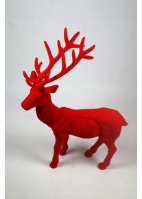 Weihnachtsfigur AM Design "Rentier stehend mit samtweichem Flock", rot, B:20cm H:76cm T:60cm, Kunststoff, Dekofiguren, Weihnachtsfigur, aus Kunststoff, H&ouml;he 76 cm, in verschiedenen Farben