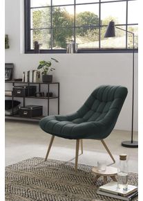 Relaxsessel Salesfever "Toulon - Komfortabler Loungesessel", gr&uuml;n (gr&uuml;n, holzfarben), B:76cm H:85cm T:85,6cm, Sessel, Relaxsessel, mit XXL-Steppung, mit schwarzen oder naturfarbenen Beinen