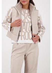 Wendeweste monari, Damen, Gr. 40, beige, Pl&uuml;sch, Obermaterial: 50% Polyester, 50% Polyurethan. Futter: 80% Polyester, 20% Polyurethan, unifarben, regular fit taillenbedeckt, Rundhals, Westen Wendeweste, Regular fit mit Stehkragen