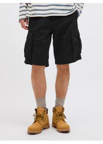 Jack & Jones Cargoshorts JACK & JONES "JPSTCOLE JJJONNIE CARGO SHORTS", Damen, Gr. XS, N-Gr, schwarz, Web, Obermaterial: 98% Baumwolle, 2% Elasthan, unifarben, loose fit, Hosen Cargoshorts