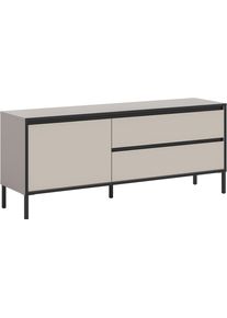 Lowboard Home Affaire "NORT, Breite: 150cm, mit Metall Stabfu&szlig;, 1 Klappe, 2 Schubk&auml;sten", beige (kaschmir nachbildung), B:150cm H:62cm T:38cm, Sideboards, Lowboard, TV-Lowboard, Mediaschrank, Mediaboard, TV-Schrank, Schrank, Board