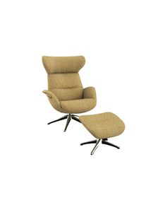 Relaxsessel FLEXLUX "Fernsehsessel More, ergonomisch, drehbar, robuster Fu&szlig;, Scandi", gelb (mustard gelb), B:90cm H:107cm T:89cm, 62% Polyester, 17% Cotton, 14% Linen, 12%Polyester, 4% Wool, Sessel, Relaxsessel, Premium Komfort, R&uuml;cken- und Kopfteilverstellung, Drehbar, Fu&szlig; Alu