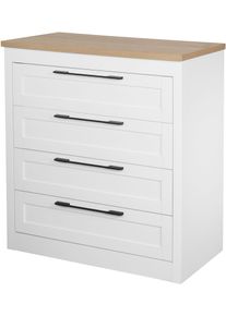 Schubkastenkommode OTTO HOME "B&uuml;sum Schlafzimmer Schrank W&auml;scheschrank", wei&szlig;, B:90cm H:93cm T:39cm, Holzwerkstoff, MDF, Sideboards, Schubkastenkommode, Sideboard mit 4 Schubladen im Landhaus Design Bestseller