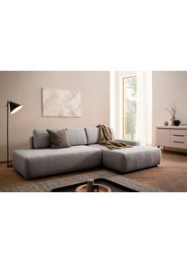 Ecksofa Home Affaire "TORGE, Schlafsofa Cord, Samtvelours u. Strukur fein, Couch in L-Form", grau (hellgrau), B:276cm H:82cm T:164cm, 100% Polyester, Sofas, Ecksofa, Schlaffunktion und Bettkasten, Liegefl&auml;che: 210x125 cm, neues Design