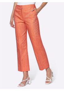 B&uuml;gelfaltenhose Heine, Damen, Gr. 38, Normalgr&ouml;&szlig;en, orange (orange, champagner, meliert), 65% Baumwolle, 30% Polyester, 5% Elasthan, meliert, unifarben, 7/8-L&auml;nge, Hosen B&uuml;gelfaltenhose