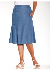Jeansrock Classic Basics, Damen, Gr. 24, blau (blau, bleached), 100% Baumwolle, unifarben, knielang, R&ouml;cke Jeansrock