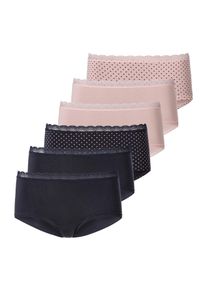 H&uuml;ftpanty Vivance, Damen, Gr. 44/46, 6 Stk., blau (blau, rose), Single Jersey, Obermaterial: 95% Baumwolle, 5% Elasthan, gepunktet, unifarben, Unterhosen H&uuml;ftpanty, angenehm elastische Qualit&auml;t, Topseller