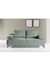 Schlafsofa WERK2 "Viktoria mit Komfortsitz- und Liegeh&ouml;he, Breite 200cm", gr&uuml;n, B:200cm H:95cm T:105cm, 95% Polyester, 5% Polyamid, Sofas, Schlafsofa, bequemes 2-Sitzer Schlafcouch mit Bettkasten