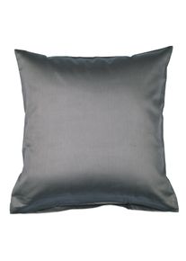 Kissenbezug Janine "Colors Mako Satin", grau (anthrazit), B:50cm L:50cm, Mako-Satin, Obermaterial: 100% Baumwolle, Kissenbez&uuml;ge, Kissenbezug, mit Rei&szlig;verschluss, uni Kissenh&uuml;lle, feinf&auml;dig, 100% Baumwolle