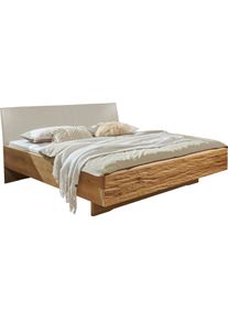 Futonbett Wiemann "Cordoba", beige (bianco, eiche, champagner, riffholz), B:189cm H:97cm L:208cm, Betten, Futonbett, Absetzungen in Riffholz Polsterkopfteil in Kunstleder Champagner