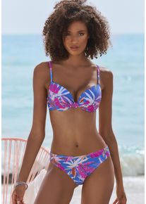 B&uuml;gel-Bikini-Top BUFFALO "Soleil", Damen, Gr. 42, Cup B, bunt (blau, pink bedruckt), Recycling-Polyamid, bedruckt, floral, Bikini-Oberteile B&uuml;gel-Bikini-Top, mit Wattierung