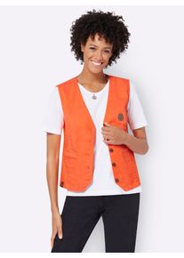 Jeansweste Casual Looks, Damen, Gr. 40, orange, 72% Baumwolle, 25% Polyester, 3% Elasthan, unifarben, Westen Jeansweste