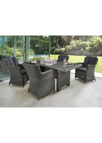 Garten-Essgruppe Destiny "LUNA", grau (vintage grau), B:58cm H:87cm T:71cm, Polyrattan, Sitzm&ouml;bel-Sets, Garten-Essgruppe, Aluminium, Polyrattan