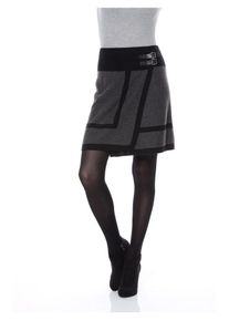Wickelrock Aniston CASUAL, Damen, Gr. 46, schwarz (grau, schwarz, meliert), Strick, Obermaterial: 100% Polyacryl, kontrastfarbene Details, figurumspielend kniefrei, R&ouml;cke Wickelrock, mit seitlichen Schnallen verziert