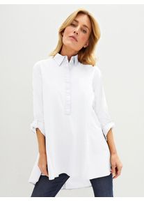 Longbluse Inspirationen, Damen, Gr. 50, wei&szlig;, 97% Baumwolle, 3% Elasthan, unifarben, Blusen Longbluse