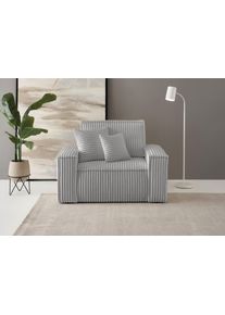 Loveseat OTTO HOME "FINNLEY, XXL-Sessel, Lesesessel, trendige Stoffe, inkl. Zierkissen", grau, B:120cm H:85cm T:86cm, Bezugstoff 100% PES ;Gramatur 400g/qm +/- 5%, Sessel, Loveseat, verf&uuml;gbar in den Stoffqualit&auml;ten Boucl&eacute;, Struktur fein und Mega Cord