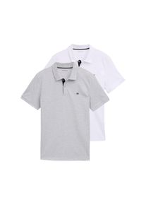 Poloshirt Tom Tailor, Herren, Gr. M, grau (light stone grau), Jersey, Obermaterial: 95% Baumwolle, 5% Viskose, regular fit taillenbedeckt, ohne Ausschnitt, Shirts Poloshirt, im Doppelpack
