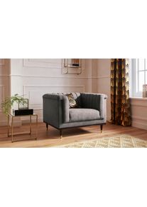 Sessel Home Affaire "Chamby", grau (anthrazit), B:100cm H:71cm T:85cm, Luxus-Microfaser Lederoptik (100% Polyester), Scheuertouren: 40.000, Pilling: 4;Samtoptik (100% Polyester), Scheuertouren >100.000, Pilling: 5, Sessel, Sessel, mit Holzrahmen unten und Steppung im Lehnenbereich
