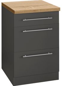 Wiho-K&uuml;chen Unterschrank WIHO K&Uuml;CHEN "Unna", grau (front und korpus: anthrazit, arbeitsplatte: sonoma eiche), B:50cm H:85cm T:60cm, Schr&auml;nke, Unterschrank, 50 cm breit, mit 2 gro&szlig;en Ausz&uuml;gen