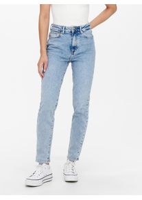 High-waist-Jeans Only "ONLEMILY &ndash; Ankle-Jeans mit High Waist und geradem Schnitt", Damen, Gr. 33, L&auml;nge 32, blau (light blau denim), Denim/Jeans, Obermaterial: 99% Baumwolle, 1% Elasthan, unifarben, schmal kn&ouml;chellang, Jeans High-waist-Jeans, helle Waschung f&uuml;r einen ausgewaschenen und helleren Denim-Look, Topseller