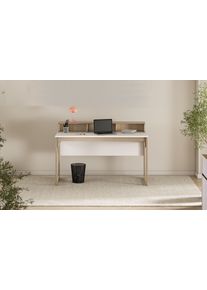 Schreibtisch Home Affaire "Stranda, Arbeitstisch im Skandi Style, B&uuml;rotisch in zwei Farben", wei&szlig; skandi eiche, B:120cm H:92cm T:60cm, Tische, Schreibtisch, moderner Computertisch, wohnliches Home Office