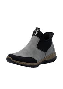 Slip-On Sneaker Rieker "Ready2GO", Damen, Gr. 41, grau (grau, schwarz), Nubuklederimitat, Textil, Schuhe Slip-On Sneaker, Boots, Schlupfschuh, Casual-Sneaker mit MemoSoft-Ausstattung
