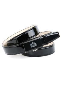 Lederg&uuml;rtel Anthoni Crown, Damen, Gr. 85, schwarz, Leder, unifarben, G&uuml;rtel Lederg&uuml;rtel, mit silberfarbener Glas-Schlie&szlig;e