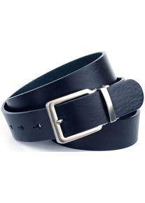 Lederg&uuml;rtel Anthoni Crown, Herren, Gr. 120, blau, Leder, unifarben, G&uuml;rtel Lederg&uuml;rtel, 3,5 cm breiter Casual-Volllederg&uuml;rtel