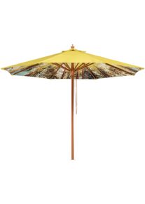 Marktschirm Schneider Schirme "Malaga Forest", gelb, Obermaterial: 100% Polyester, Standschirme, Marktschirm, Durchmesser 300 cm, Innen mit Waldmotiv, rund, ohne Schirmst&auml;nder
