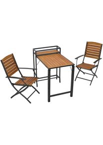 Balkonset Merxx "Santorin", grau (graphit, natur), Aluminium, Massivholz, Sitzm&ouml;bel-Sets, Balkonset