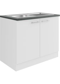 Sp&uuml;lenschrank Optifit "Bella", wei&szlig; (wei&szlig;, wei&szlig;, anthrazit), B:100cm H:84,8cm T:60cm, Holzwerkstoff, Schr&auml;nke, Sp&uuml;lenschrank, Breite 100 cm, mit Edelstahl-Einbausp&uuml;le