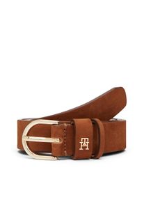 Lederg&uuml;rtel Tommy Hilfiger "ESSENTIAL EFFORTLESS NUBUCK", Damen, Gr. 95, cognac, Rindsleder, G&uuml;rtel Lederg&uuml;rtel, 3,5 cm, samtartig, leicht angeraut