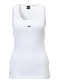 Tanktop BOSS Orange "Ematite Premium Damenmode", Damen, Gr. S (36), wei&szlig; 100, Feinripp, Obermaterial: 98% Baumwolle, 2% Elasthan, unifarben, figurbetont, tiefer Rundhals, Tops Tanktop, mit gerippter Struktur