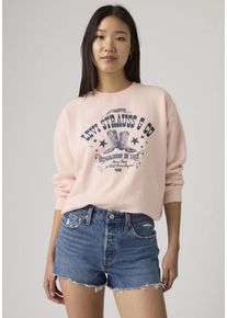 Levi's Sweatshirt LEVI'S "GR EVERYDAY CREW", Damen, Gr. M (38), crew boot poster crystal pink, Sweatware, Obermaterial: 58% Baumwolle, 42% Polyester, bedruckt, regular fit normal, Rundhals, Rippb&uuml;ndchen, Sweatshirts Sweatshirt, mit Logo Print