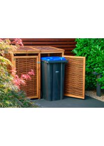 M&uuml;lltonnenbox Dobar, braun (braun, dunkelbraun), B:137cm H:132cm T:83cm, Holzwerkstoff, Aufbewahrungsboxen, M&uuml;lltonnenbox, 2x240l, BxTxH: 137x83x132 cm