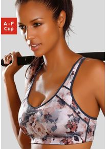 active by Lascana Sport-BH LASCANA ACTIVE, Damen, Gr. 85, Cup A, bunt (blumendruck), Microtouch, Obermaterial: 76% Polyamid, 24% Elasthan, BHs Sport-BH, ohne B&uuml;gel, f&uuml;r starke Belastbarkeit, Topseller