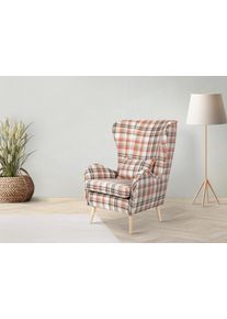 Sessel Home Affaire "Charles Ohrensessel", beige, B:78cm H:118cm T:94cm, 100% Polyester, Sessel, Sessel, gro&szlig; und gem&uuml;tlich in modernem Design