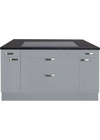 K&uuml;cheninsel KOCHSTATION "KS-Cara", grau (k&uuml;che: grau, korpus: grau, arbeitsplatte: granit schwarz), B:150cm T:95cm, Komplettk&uuml;chen-Sets, K&uuml;cheninsel, mit Vollausz&uuml;gen und Soft-Close-Funktion, Stellbreite 150 x 95 cm