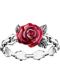 Fingerring Thomas Sabo "Roses Romance" Gr. 54, bunt (silberfarben, rot), Fingerringe, Damen, 54, Silber 925 (recycelt), 4,5mm, Fingerring
