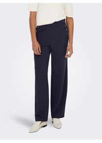 Schlupfhose Only "ONLRINA BUTTON PANT JRS NOOS", Damen, Gr. XS (34), L&auml;nge 30, blau (night sky detail:horn buttons), Jersey, Obermaterial: 95% Polyester, 5% Elasthan, regular fit lang, Hosen Schlupfhose, mit Knopf-Details