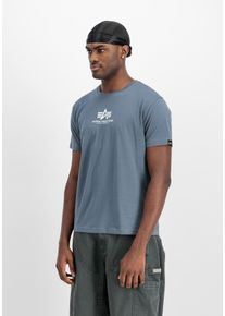 Rundhalsshirt Alpha Industries "Basic T ML", Herren, Gr. L, blau (denim blau), Single Jersey, Obermaterial: 100% Baumwolle, bedruckt, normal normal, Rundhals, gerader Abschluss, Shirts Rundhalsshirt, Baumwolle, regular fit