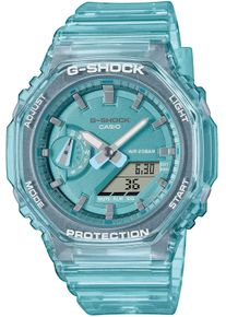 Chronograph Casio G-SHOCK, blau (t&uuml;rkis, transparent), Armbanduhren, Damen, Chronograph, Quarzuhr, Armbanduhr, Damen, Herren, digital, bis 20 bar wasserdicht