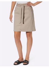 Jeansrock Heine, Damen, Gr. 38, beige, 98% Baumwolle, 2% Elasthan, unifarben, kurz, R&ouml;cke Jeansrock