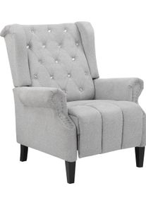 Ohrensessel Home Affaire "Childebert", grau (hellgrau), B:80cm H:102cm T:89cm, Sessel, Ohrensessel, mit Verstellung, Sitz und R&uuml;cken gepolstert, Sitzh&ouml;he 49,5 cm
