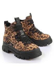 Schn&uuml;rboots Buffalo "ASPHA NC MID", Damen, Gr. 40, braun (braun, leo), Velourslederimitat, Schuhe Schn&uuml;rboots, Trendboots, Stiefelette, Plateauboots im Leo-Look