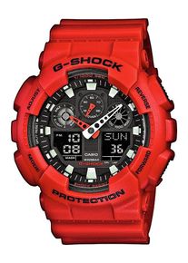 Chronograph Casio G-SHOCK, rot (rot, schwarz), Armbanduhren, Damen, Chronograph, Quarzuhr,Armbanduhr,Herrenuhr,digital, bis 20 bar wasserd.Resinarmband