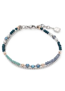 Edelstahlarmband Leonardo "Natalina", bunt (edelstahlfarben, ros&eacute;goldfarben, blau, gr&uuml;n, t&uuml;rkis), Armb&auml;nder, Damen, 20cm, Edelstahl, Edelstahlarmband, mit Glasperle