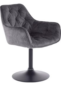 Esszimmerstuhl Hela "BIRTE", grau (anthrazit), B:49cm H:83cm T:62cm, 100% Polyester, St&uuml;hle, Esszimmerstuhl, Drehfunktion, als Einzelstuhl oder im 2er-Set