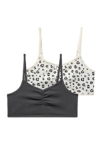 Bustier Buffalo, M&auml;dchen, Gr. 146/152, N-Gr, grau (anthrazit, bedruckt), Jersey, Obermaterial: 92% Baumwolle, 8% Elasthan (LYCRA), bedruckt, unifarben, Basic, k&ouml;rpernah, BHs Bustier, mit verstellbaren Tr&auml;gern, unifarben oder bedruckt